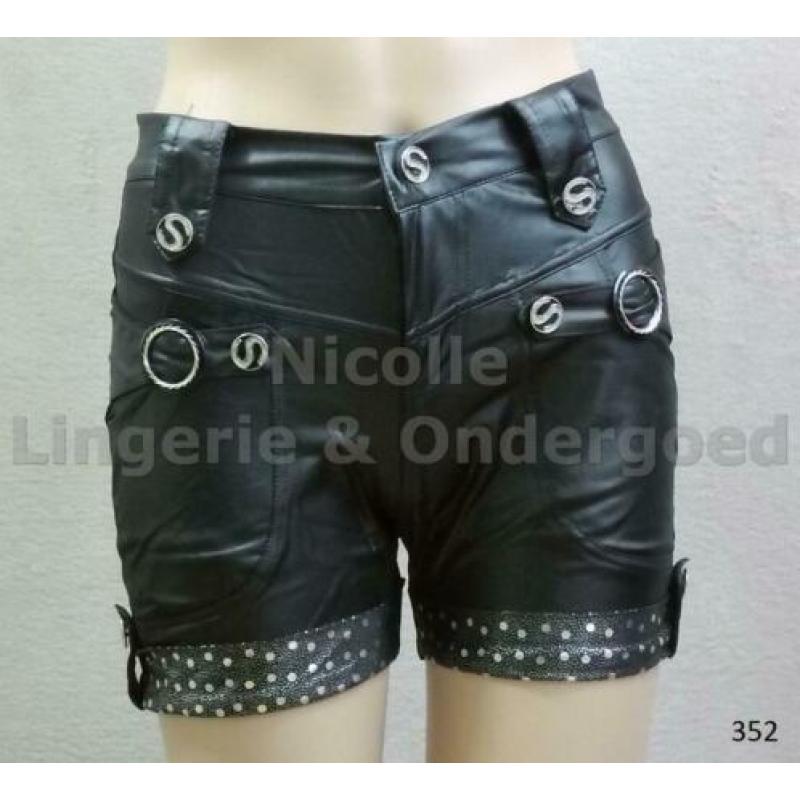 Leather Look Wetlook Shorts maat S tm XXL Hotpants (352)