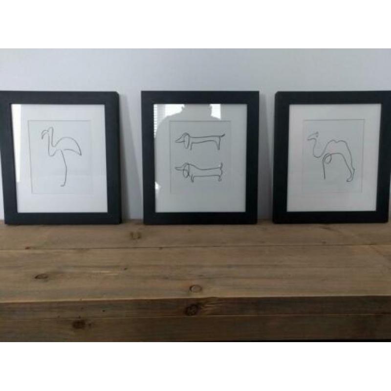 Set van 3 kleine pentekeningen