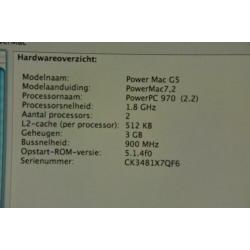 Apple 1,8 Ghz PowerPC G5 (2x) PowerMac 3 GB DDR Leopard OS X