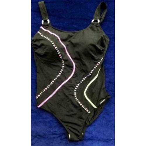 SUNMARIN zwart/gekleurd badpak mt 42 met voorgevormde D cup