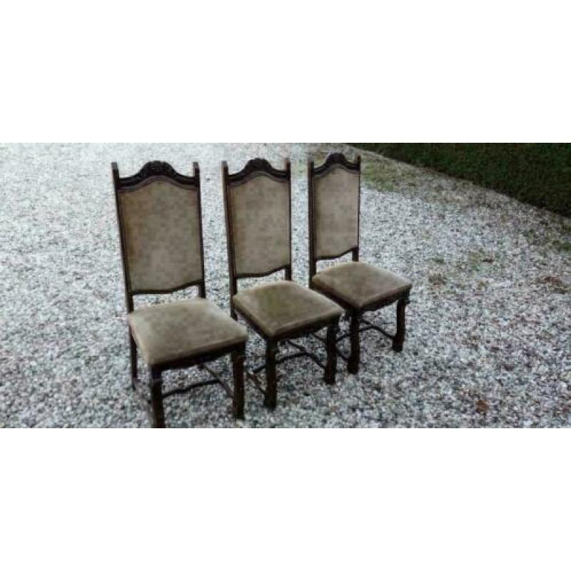 413 a, 3 antiek eiken stoelen te koop