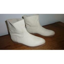 shabbies, damesschoenen, half hoog, leer, wit, stoer