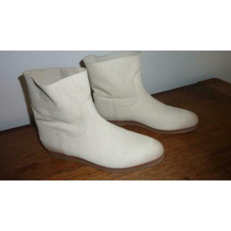 shabbies, damesschoenen, half hoog, leer, wit, stoer