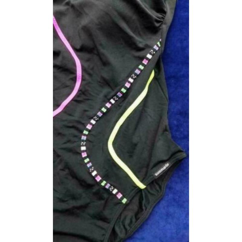 SUNMARIN zwart/gekleurd badpak mt 42 met voorgevormde D cup