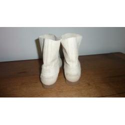 shabbies, damesschoenen, half hoog, leer, wit, stoer