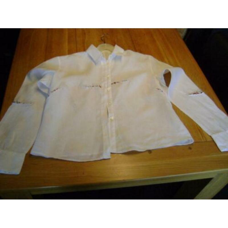 Nieuwe witte linnen Robert Friedman blouse, mt XL = M/L