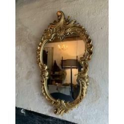Antieke gouden Franse spiegel met kuif IL Fienile brocante