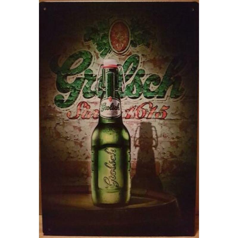 Grolsch Bier Beugelfles reclamebord wandbord van metaal