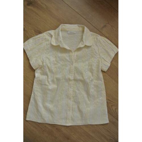 yessica blouse 44 geel zilver wit korte mouw zga nieuw