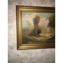 Schilderij , Bos met Bospad