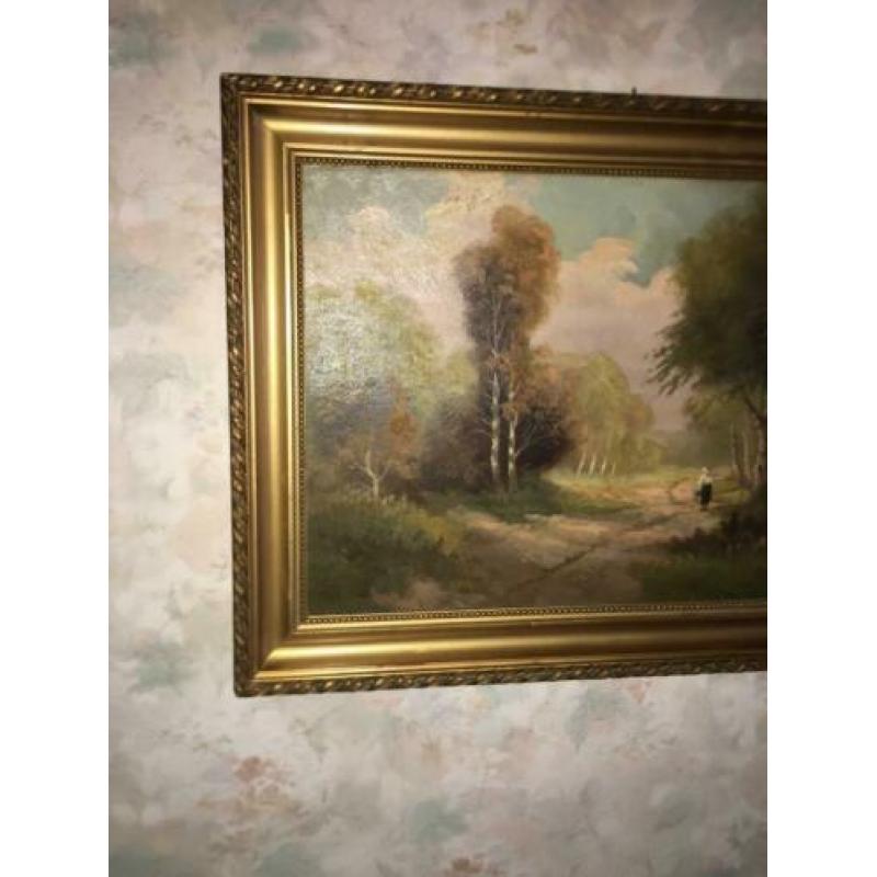 Schilderij , Bos met Bospad