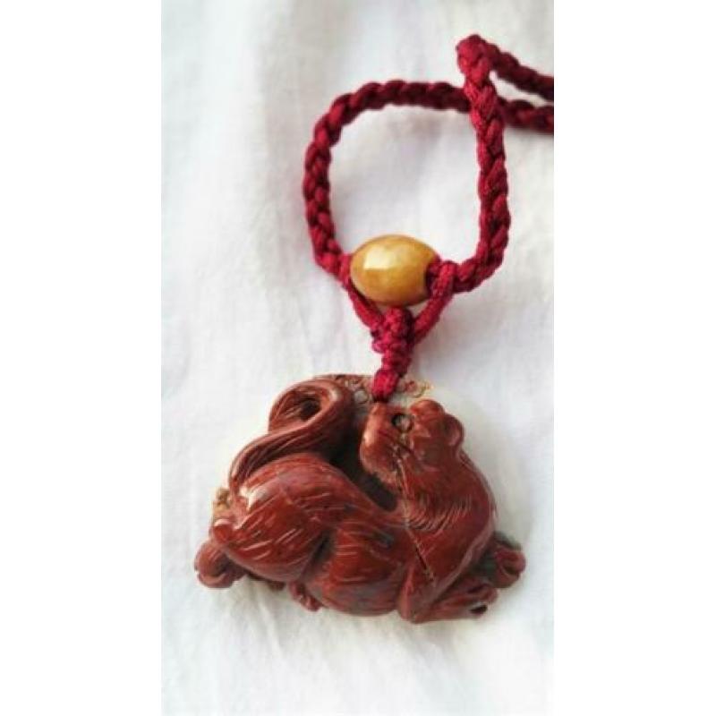 99 kt jaspis tijger ketting, etnisch boho, rood, uniek