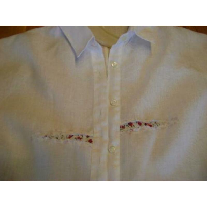 Nieuwe witte linnen Robert Friedman blouse, mt XL = M/L