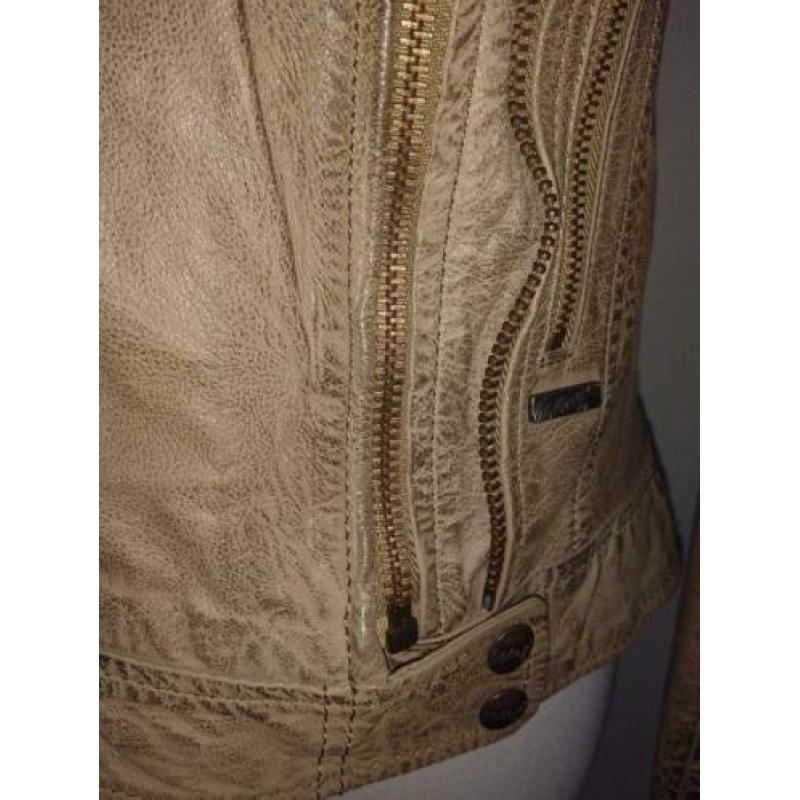 Taupe kleurig leren jasje Maze, nooit gedragen maat S / 36