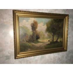 Schilderij , Bos met Bospad