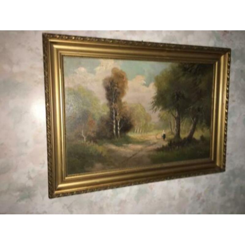 Schilderij , Bos met Bospad