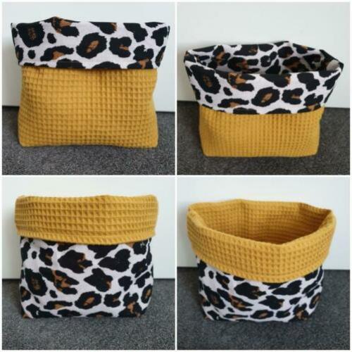 Commode mandje / stoffen mandje Nieuw dieren print oker geel
