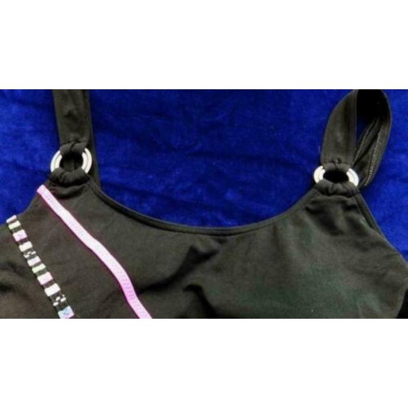 SUNMARIN zwart/gekleurd badpak mt 42 met voorgevormde D cup