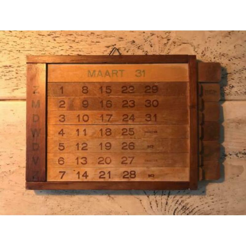 Vintage eeuwige / eeuwigdurende kalender hout maandkalender
