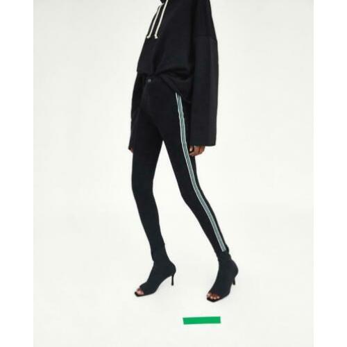Nieuw zara high rise jeggings stretch jeans strepen zwart