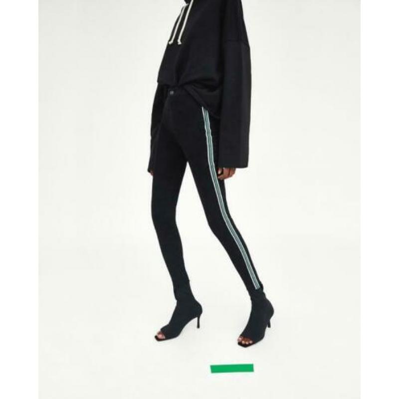 Nieuw zara high rise jeggings stretch jeans strepen zwart