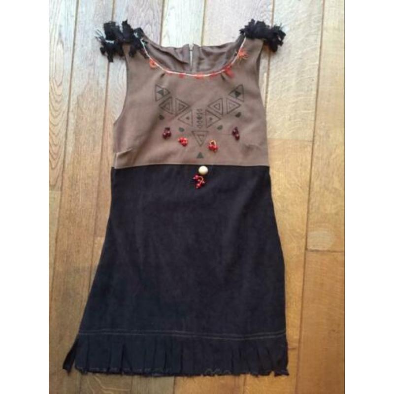 Mt. 128, indianen kostuum, indianenjurk+accessoires