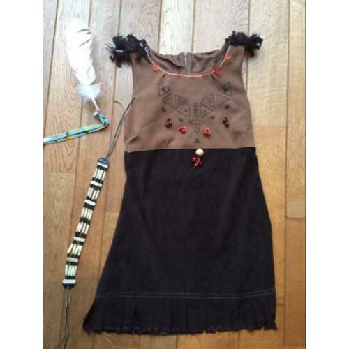 Mt. 128, indianen kostuum, indianenjurk+accessoires