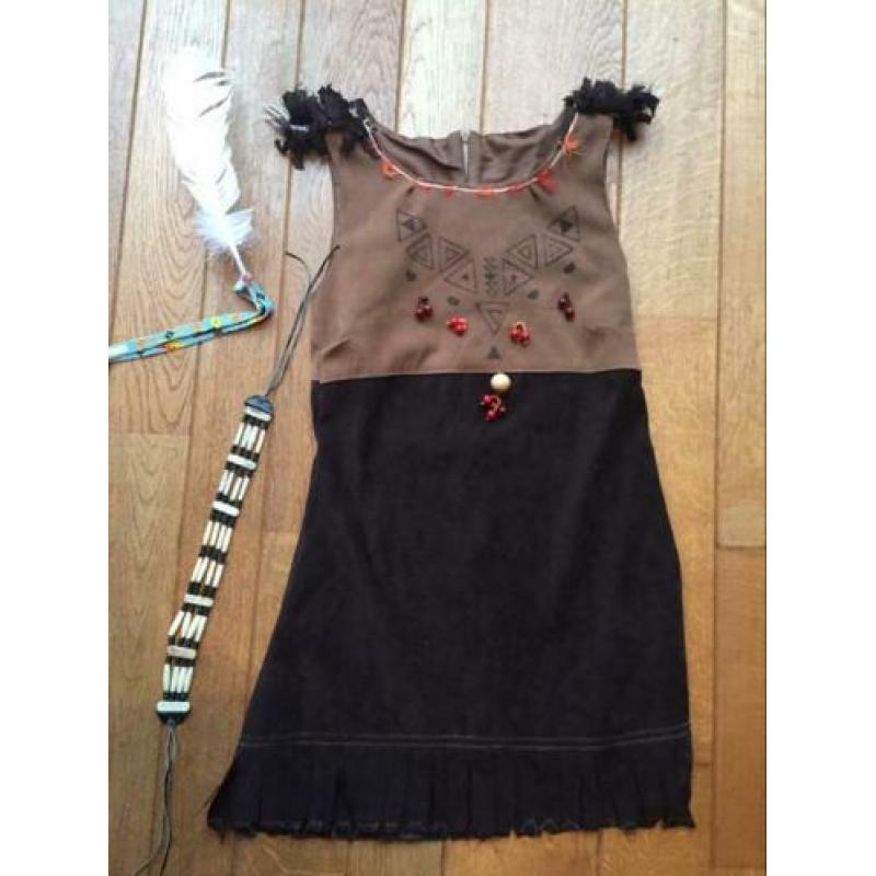 Mt. 128, indianen kostuum, indianenjurk+accessoires