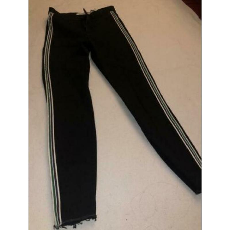 Nieuw zara high rise jeggings stretch jeans strepen zwart