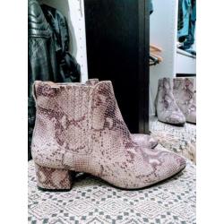 Mooie snake grijs beige Yaya laarsjes enkellaarsjes leer 38