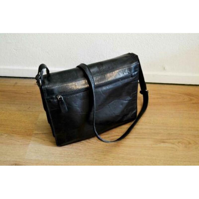 ICCI schoudertas dames leer - 29 x 24 cm - zwart