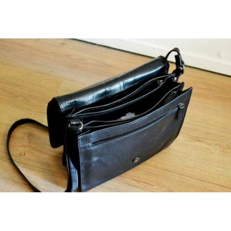 ICCI schoudertas dames leer - 29 x 24 cm - zwart