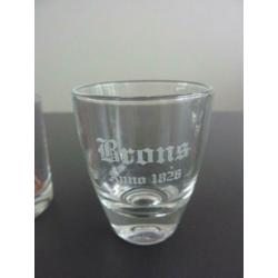 borrelglazen Kalmoes Brons Sonnema + namen jenever glas