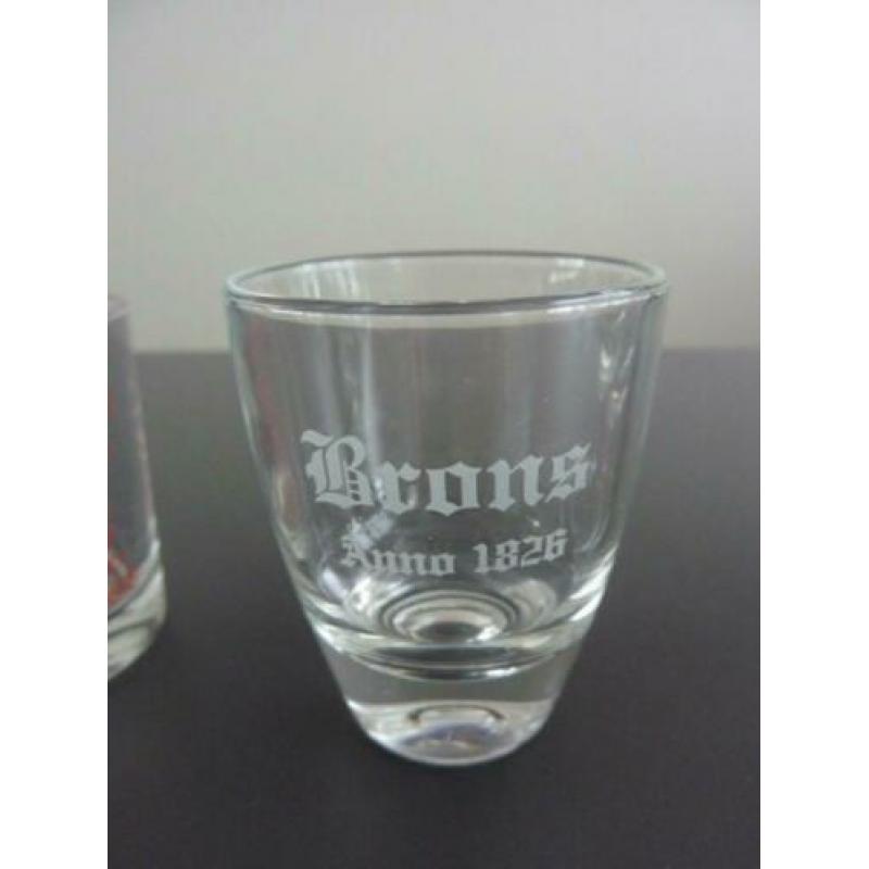 borrelglazen Kalmoes Brons Sonnema + namen jenever glas