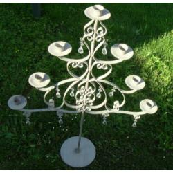 XL grote brocante grijze metalen kandelaar € 7,50