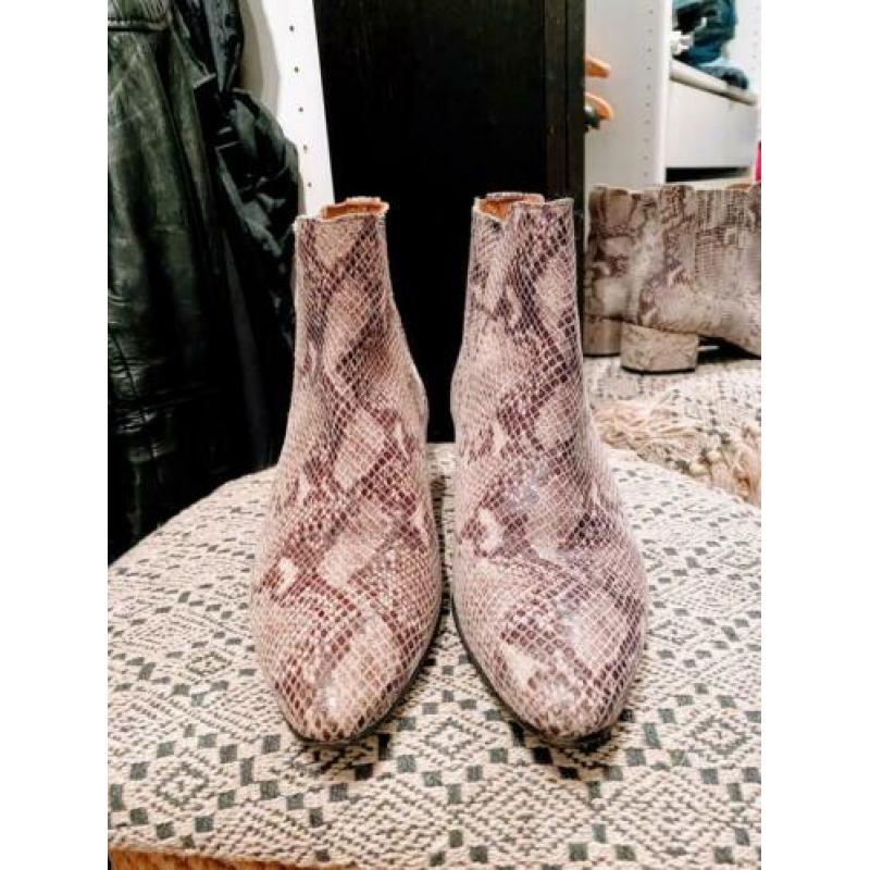 Mooie snake grijs beige Yaya laarsjes enkellaarsjes leer 38