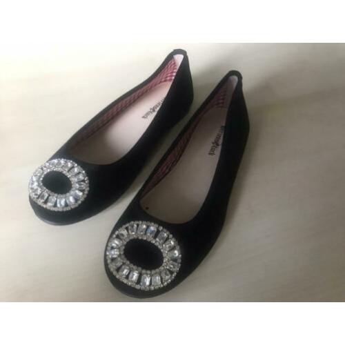 Mooie Zwart suède retro ballerina’s*37*nieuw in doos