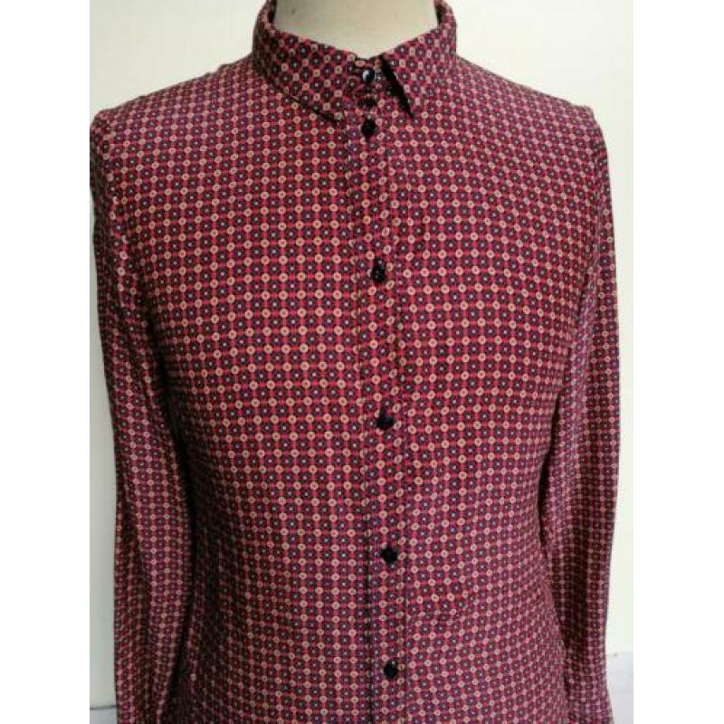 Pennyblack print blouse M 38 Roze 100% Zijde Silk