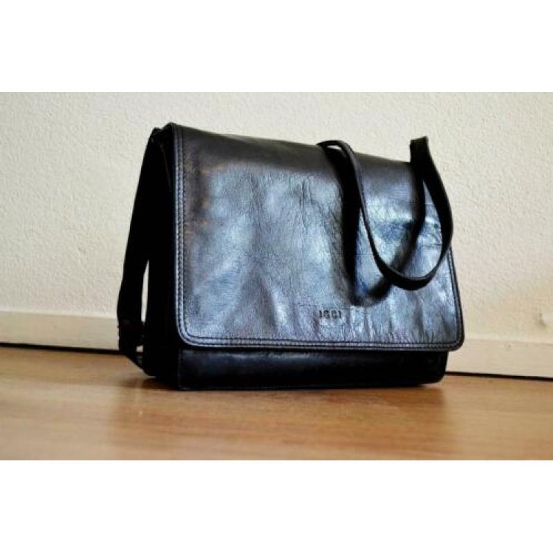 ICCI schoudertas dames leer - 29 x 24 cm - zwart