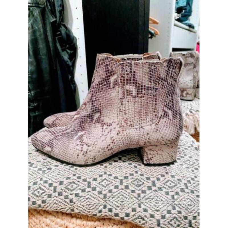Mooie snake grijs beige Yaya laarsjes enkellaarsjes leer 38