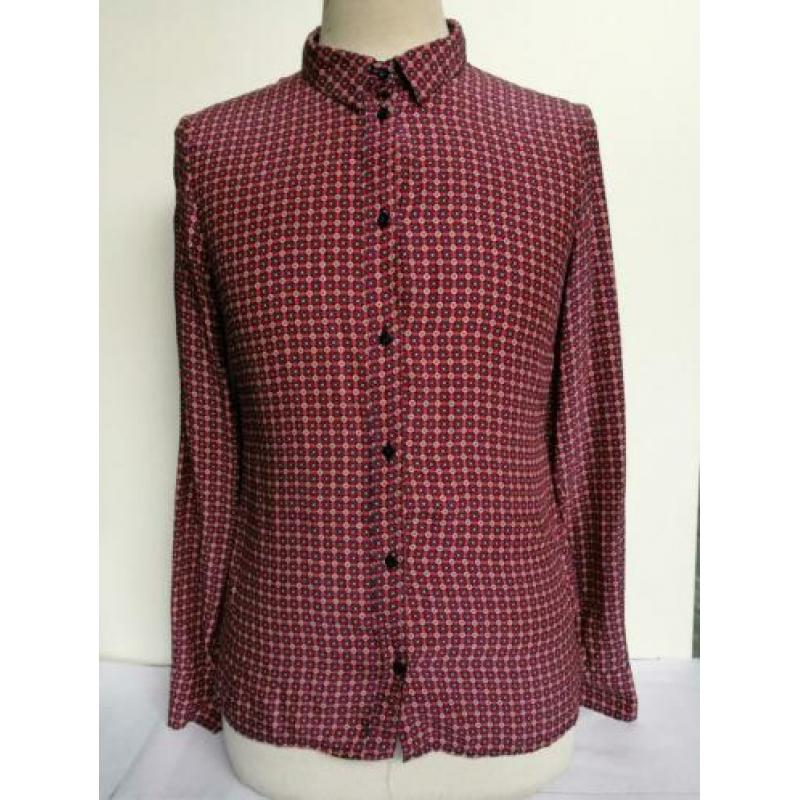 Pennyblack print blouse M 38 Roze 100% Zijde Silk