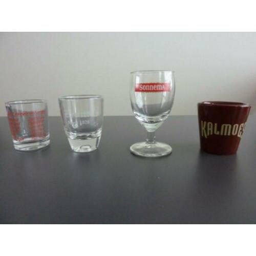 borrelglazen Kalmoes Brons Sonnema + namen jenever glas
