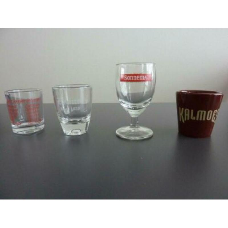 borrelglazen Kalmoes Brons Sonnema + namen jenever glas