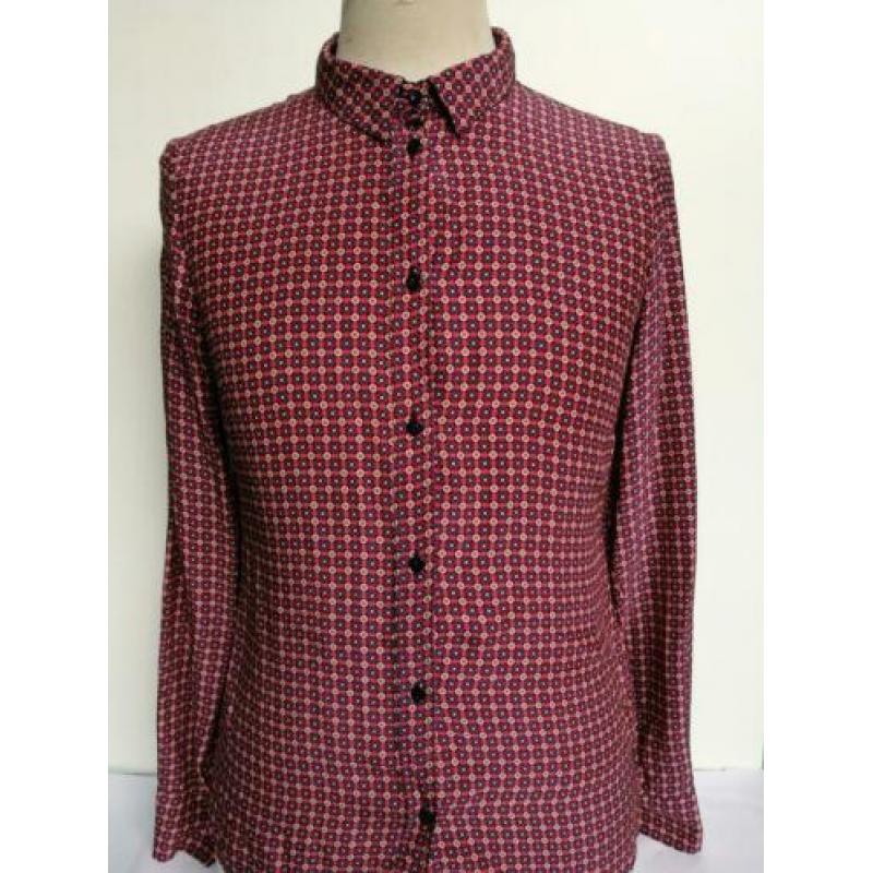 Pennyblack print blouse M 38 Roze 100% Zijde Silk