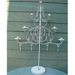 XL grote brocante grijze metalen kandelaar € 7,50