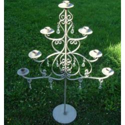 XL grote brocante grijze metalen kandelaar € 7,50