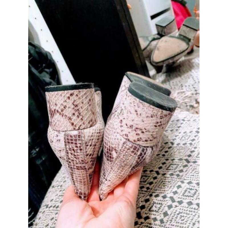 Mooie snake grijs beige Yaya laarsjes enkellaarsjes leer 38