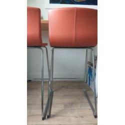 2x Ikea Bernhard barkruk leer met rugleuning NIEUW!