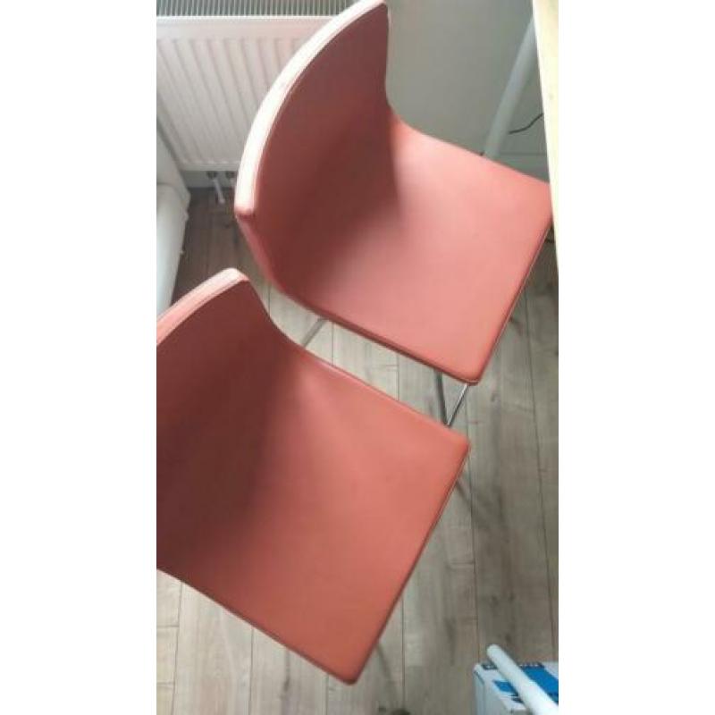 2x Ikea Bernhard barkruk leer met rugleuning NIEUW!