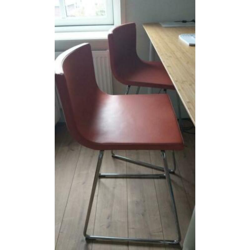 2x Ikea Bernhard barkruk leer met rugleuning NIEUW!